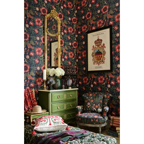 Folk Szekely Dark design tapéta virágos - lavintagehome.hu