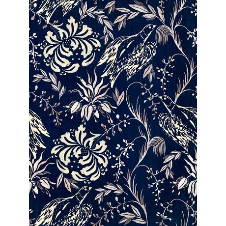Folk Embroidery Indigo design tapéta virágos - lavintagehome.hu