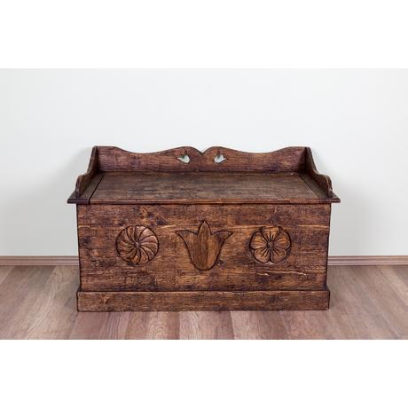 Rusztikus fenyőfa láda tulipános - lavintagehome.hu