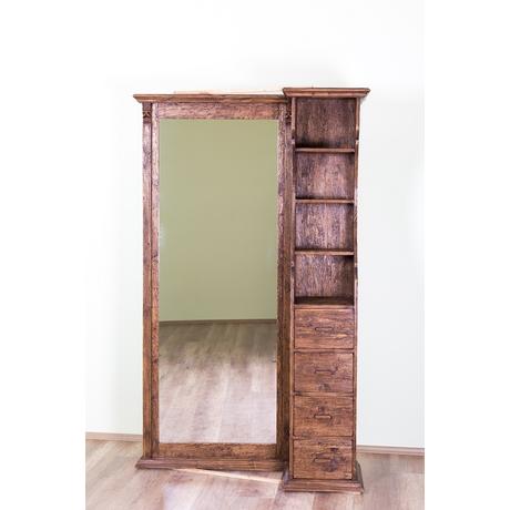 Rusztikus fenyőfa előszobaszekrény tükörrel - lavintagehome.hu