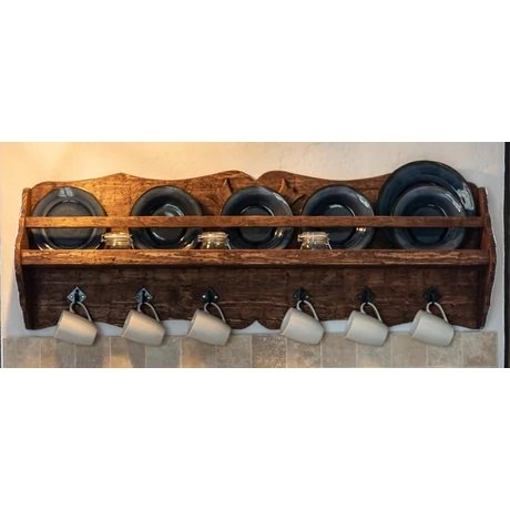 Rusztikus fenyőfa fali téka - lavintagehome.hu