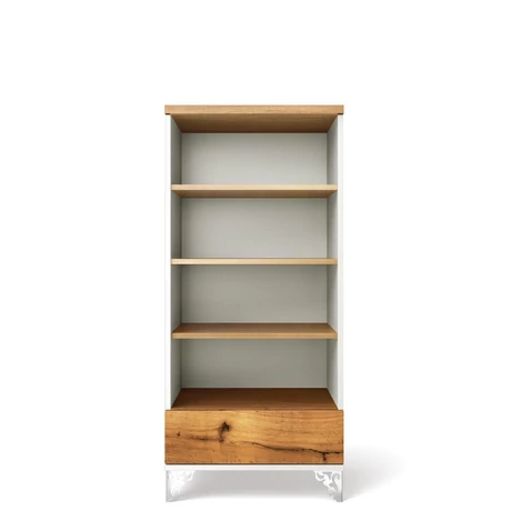 Pandora prémium tölgyfa könyvszekrény Fényes fehér - lavintagehome.hu