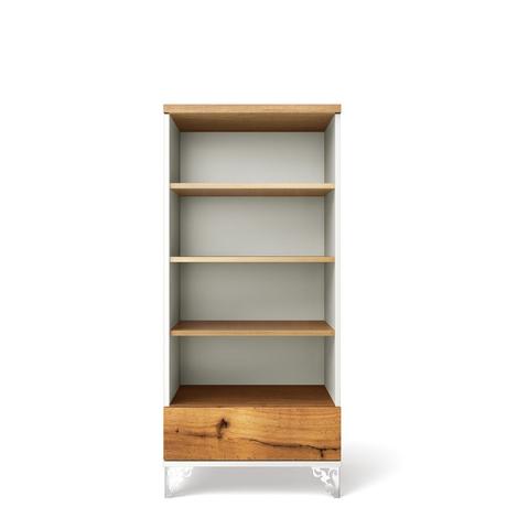 Pandora prémium tölgyfa könyvszekrény Fényes fehér - lavintagehome.hu