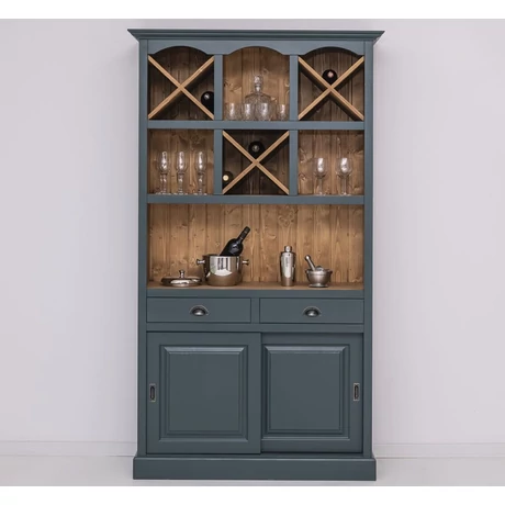 Fenyőfa bárszekrény 2 fiókos, palacktartóval - lavintagehome.hu