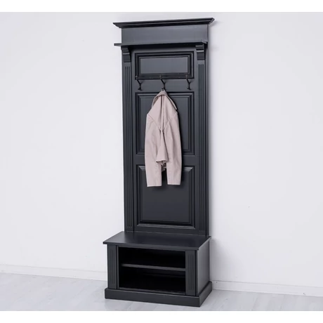 Fenyőfa előszoba bútor ülőkével, polcos tárolóval - lavintagehome.hu
