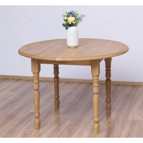 Kerek fenyőfa étkezőasztal bővíthető 116/198X116cm - lavintagehome.hu