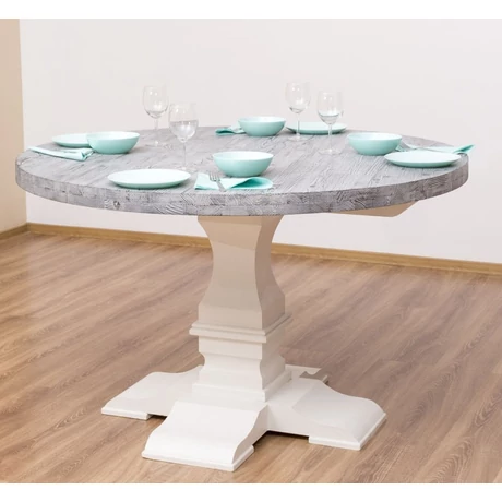 Kerek fenyőfa étkezőasztal esztergált lábbal 130cm - lavintagehome.hu