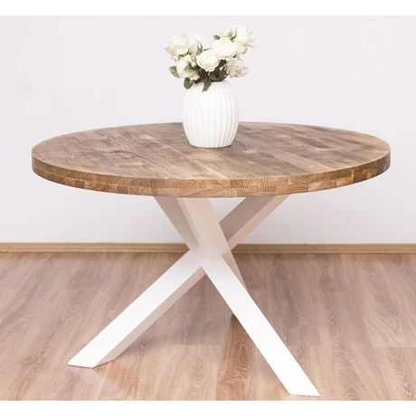 Kerek fa étkezőasztal csillag falábbal 130cm - lavintagehome.hu
