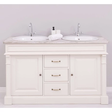 Fenyőfa fürdőszoba szekrény  3 fiókos, 2 ajtós - lavintagehome.hu