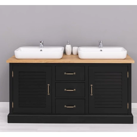 Fürdőszoba szekrény tölgy fedlappal,fiókos,ajtós-lavintagehome.hu