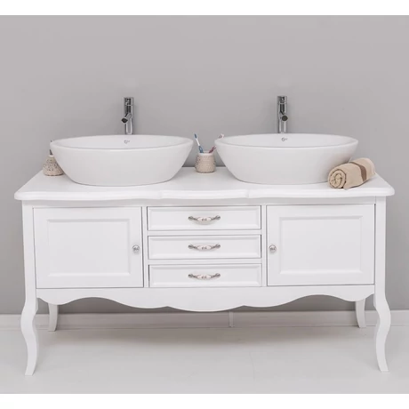 Fenyő fürdőszoba szekrény 3fiók 2ajtó, hajlított láb-lavintagehome.hu