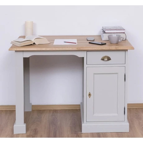 Fenyőfa számítógépasztal tölgyfa asztallappal - lavintagehome.hu