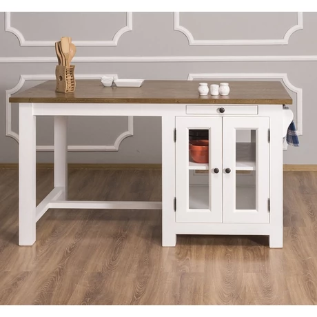 Fenyőfa konyhasziget üvegajtós - lavintagehome.hu