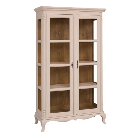 Shabby Chic fenyőfa vitrin 2 üvegajtós  - lavintagehome.hu
