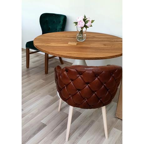 Jersey kerek tölgyfa étkezőasztal fehér lábbal 120 cm raktárról - lavintagehome.hu