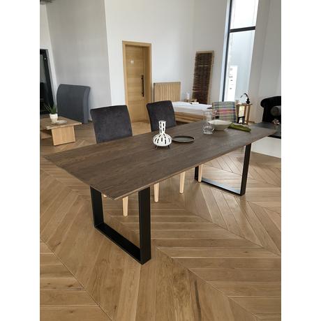 Kiárusítás tölgyfa étkezőasztal fémlábakkal - lavintagehome.hu