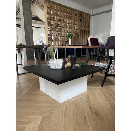 Tölgyfa dohányzóasztal fekete-fehér 100X100 cm - lavintagehome.hu