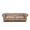 Chesterfield bőr kanapé párnával tölgyfa lábbal 240 cm