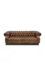 Chesterfield bőr kanapé tölgyfa lábbal 240 cm - lavintagehome.hu
